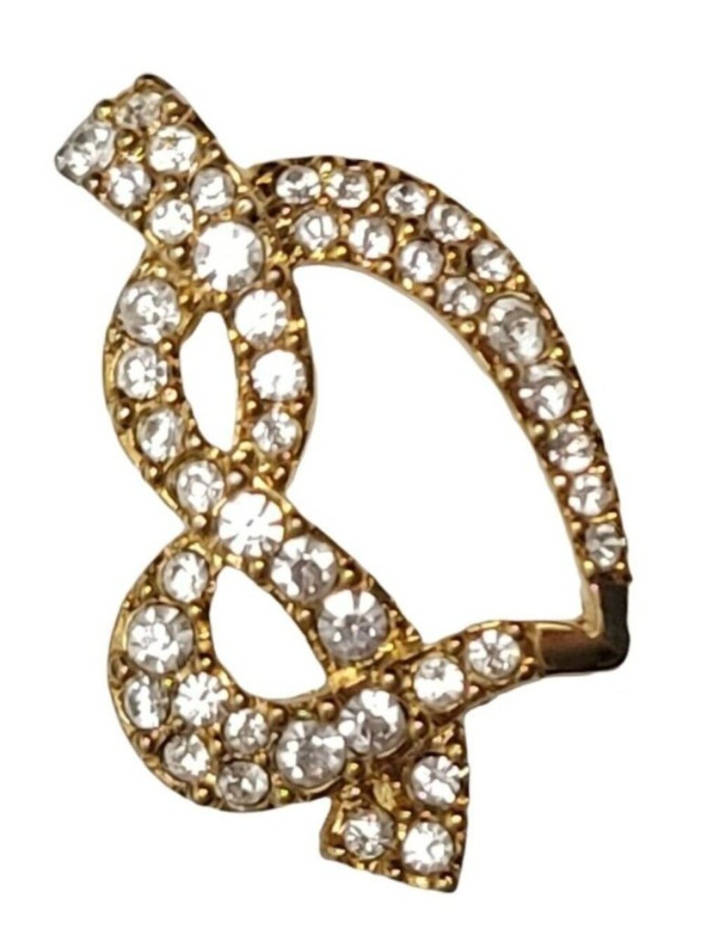 Swarovski Gold Tone Clear Enamel Heart Pendant, Signed